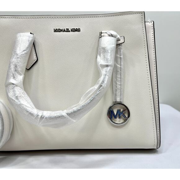 NEW MICHAEL KORS HOPE Handbag Women Large Satchel Purse 35T0SWXS3L OPTIC WHITE - Picture 16 of 16